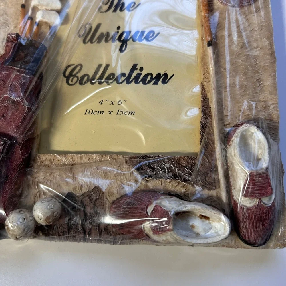 Golf Photo Frame Unique Collection 4x6 Picture Holder Red Bag Clubs Shoes VTG